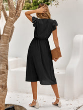 Women's summer V-neck solid color waist cinching dress